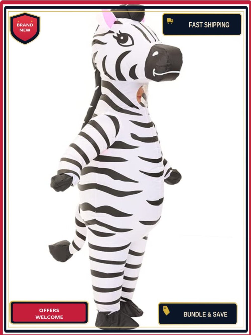 Zebra Inflatable Costume Adult Blow Up Suit Halloween Christmas Cosplay